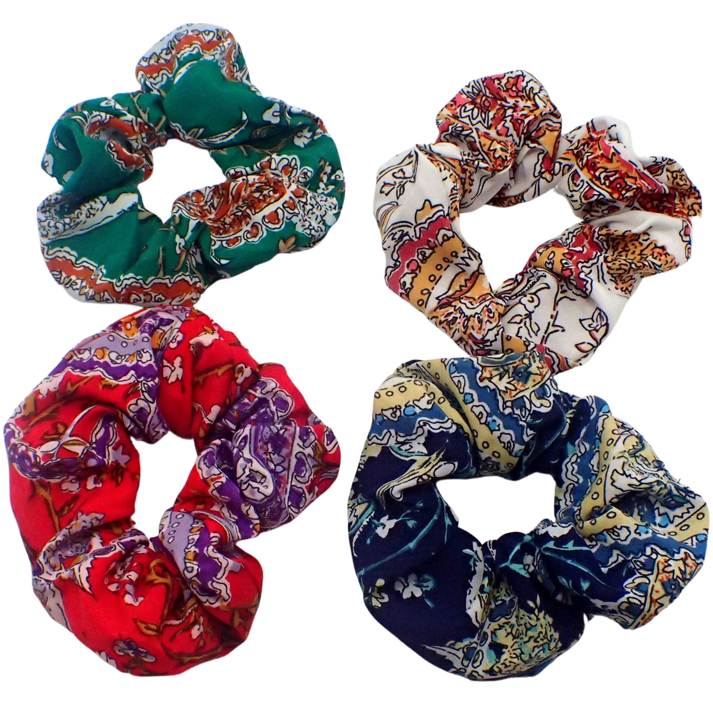 4pc Scrunchies for Girls and Women, Hair bobbles for Women, Hair Ties, Hair Scrunchies, Hair Accessories, Elastic Hair Bands for Women